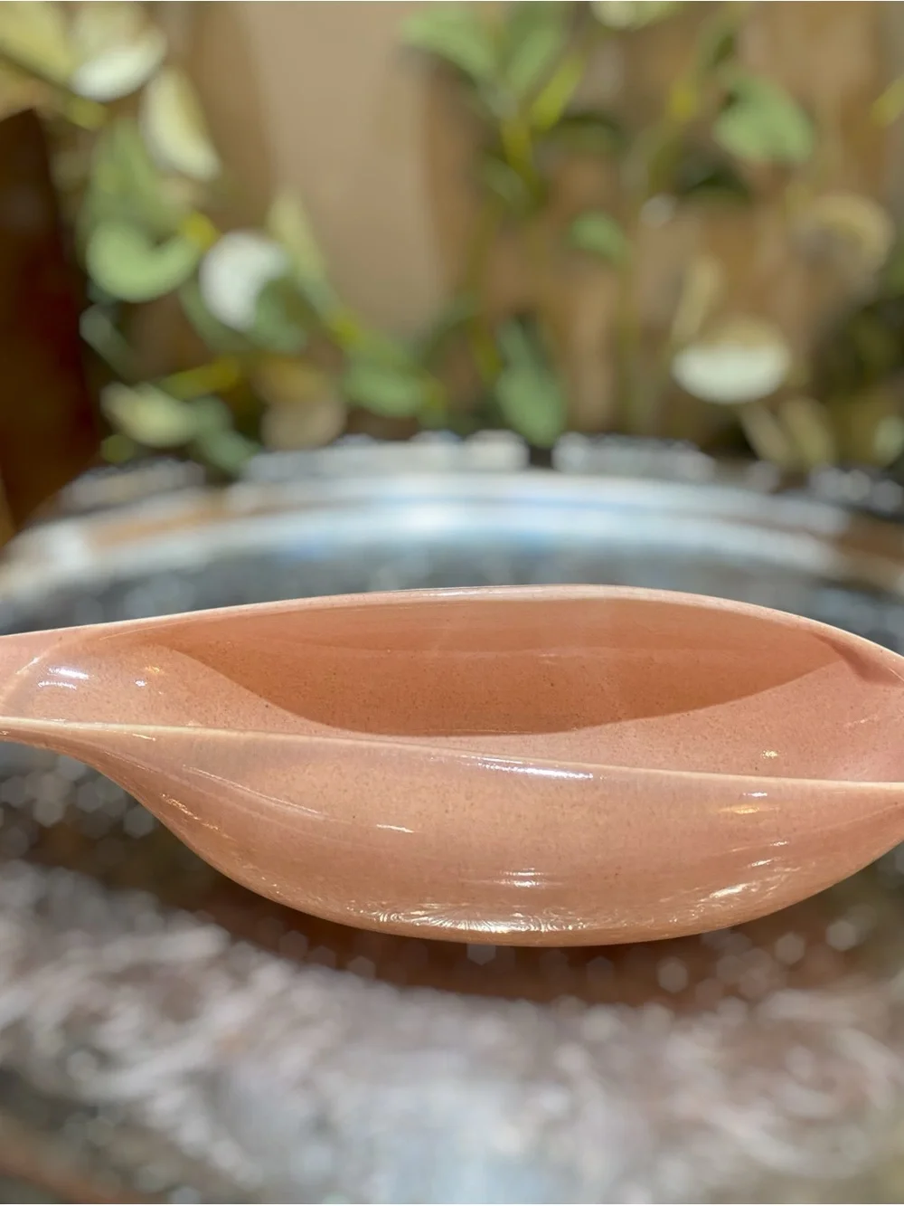 Vintage Russell Wright Gravy Bowl Boat Pink Coral Steubenville Pottery 10” Nice!
